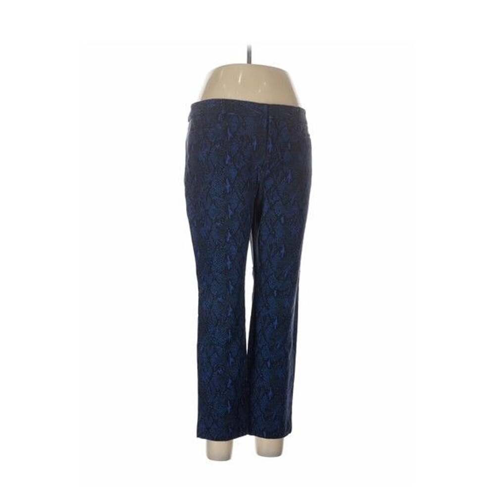 Banana Republic Royal Blue Black Snakeskin Python Print Pants Size 12